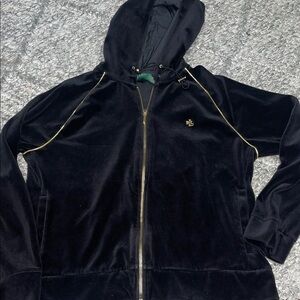 Ralph Lauren Black Velvet Jacket with Gold Zipper